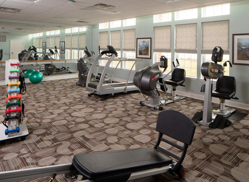 The workout and fitness room at The Culpeper retirement community in Virignia