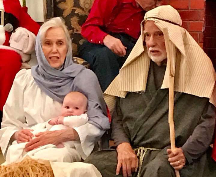 Seniors acting in a nativity scene